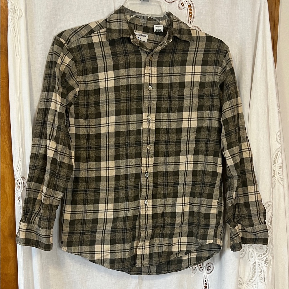 Covington Green Cream Plaid Button-Down S